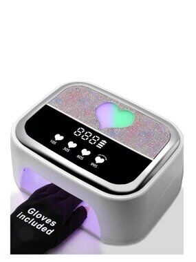 Rotating Light Colored Heart With Rhinestones Professional UV LED Nail Lamp NIB
